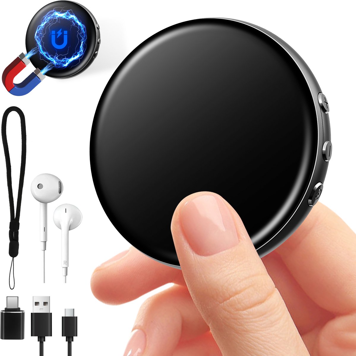 64GB Magnet Spraakrecorder met Rauschonderdrukking- Voice Recorder Digitaal - Mini, 1536Kbps Duidelijk Geluid voor Vergaderingen Interviews - Spy Recorder - Afluisteren & Opnemen