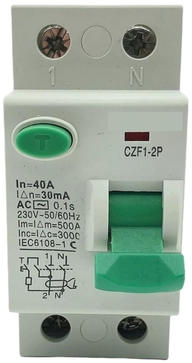 Elektrische Beveiliging - Stroomonderbreker Differentiaal - Laadpaal Beveiliging - Type B Schakelaar - 2P 25A 300MA