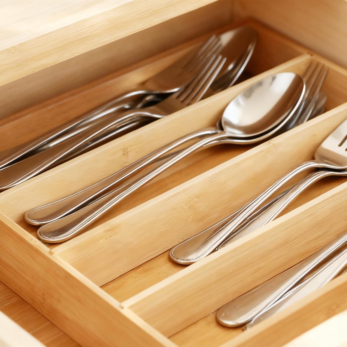 Bestek Lades - Lade Organizer - Keuken Opbergen - Set van 2 - 35x25x5 cm - Natuurlijk Hout
