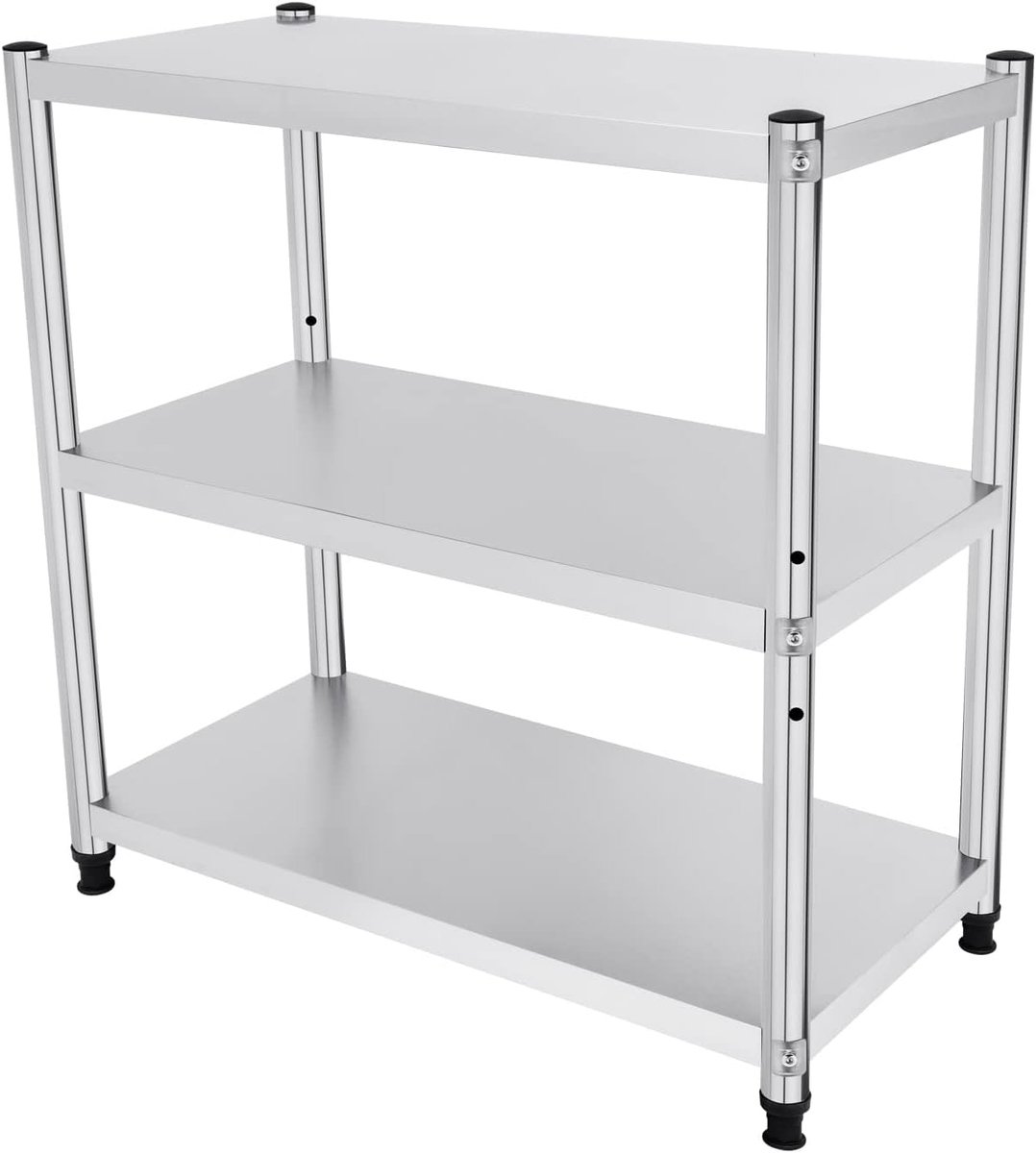 Multifunctioneel Keukenrek met 3 Niveaus van Roestvrij Staal - 80 x 80 x 40 cm
