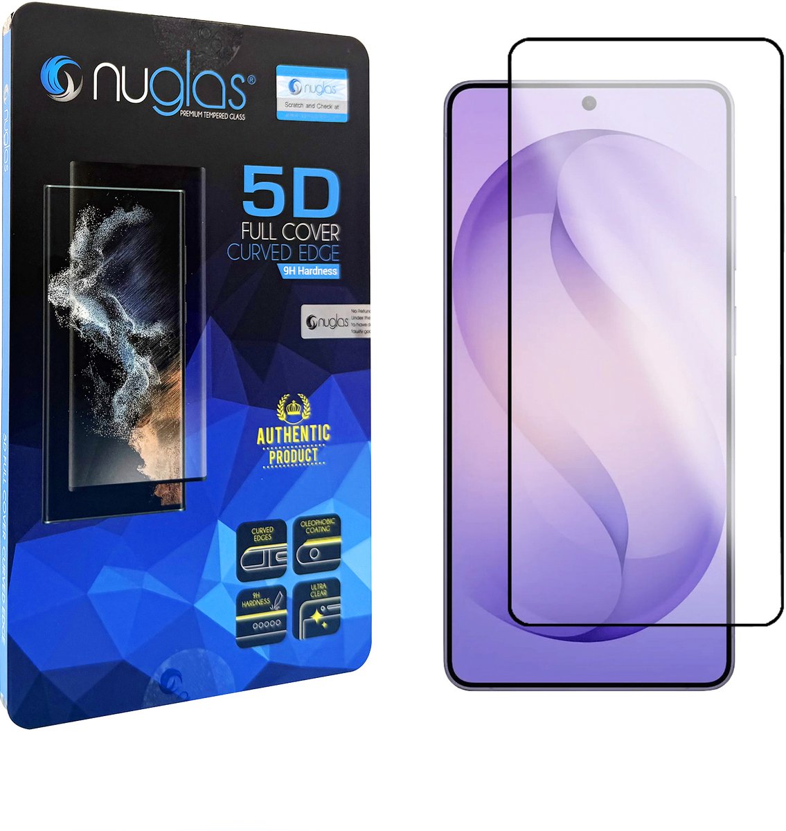 NuGlas Premium Screenprotector Voor Samsung Galaxy S24 FE, A36, A56, A37 - Full Cover Invisible Tempered Glas 5D