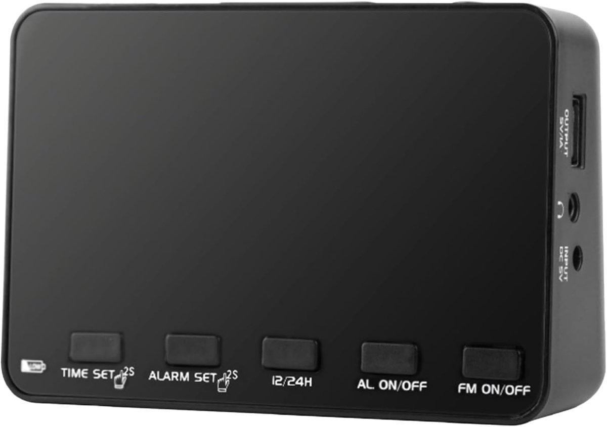 Wekkerradio met FM - Digitale Klok Radio - Slaapkamer Ontwaken - Helder LED Display - 97cm Breed - Zwart