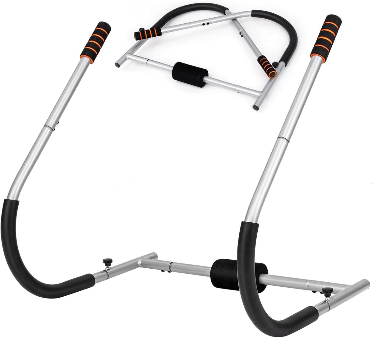 Opvouwbare Buiktrainer - Fitnessapparaat Thuis - Buikspier Training - Stabiel Metalen Frame - 66 x 56 x 70 cm - Zilver