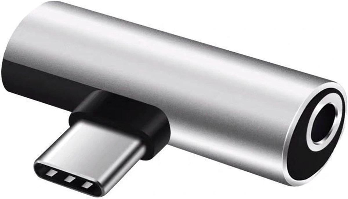 Type C Adapter - Hoofdtelefoon Converter - Muziek Luisteren - 2-in-1 Functie - Draagbaar - Zwart