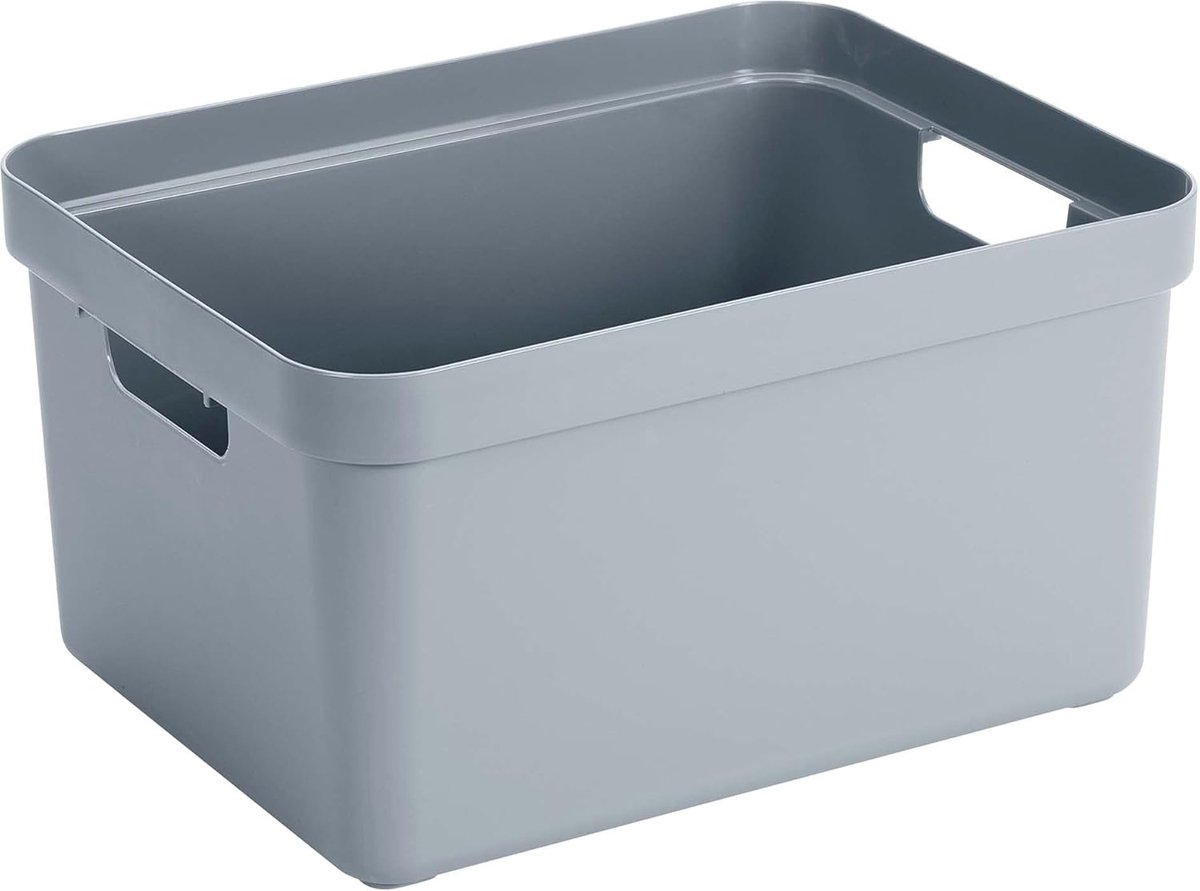 Opbergbox - Bewaarbox - Huis Organiseren - Geïntegreerde Handvatten - 32 Liter - Blauw Grijs