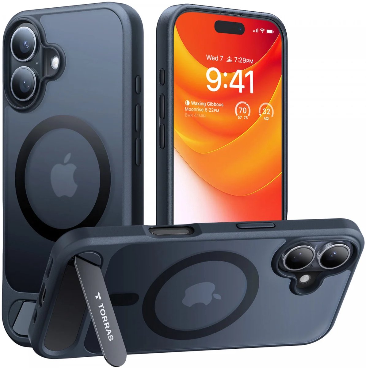TORRAS Hoesje Geschikt voor Apple iPhone 16 Plus - UPro Pstand - Compatibel met MagSafe - Uitklapbare Kickstand - Back Cover met Magneet - Zwart