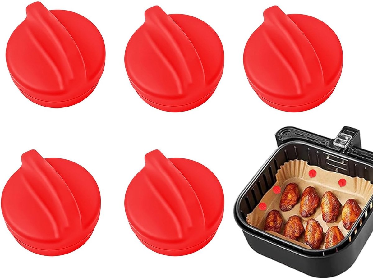 Airfryer Clips - Bakpapier Houders - Veilig Koken - Magnetische Bevestiging - 5 Stuks - Rood
