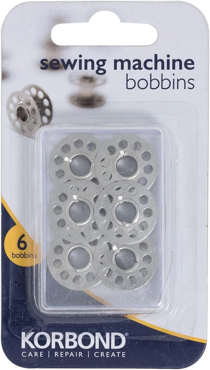 6-delige metalen spoelset voor naaimachines – ideaal voor alle draadtypen – maat 20,6 mm x 11,7 mm (klasse 15)