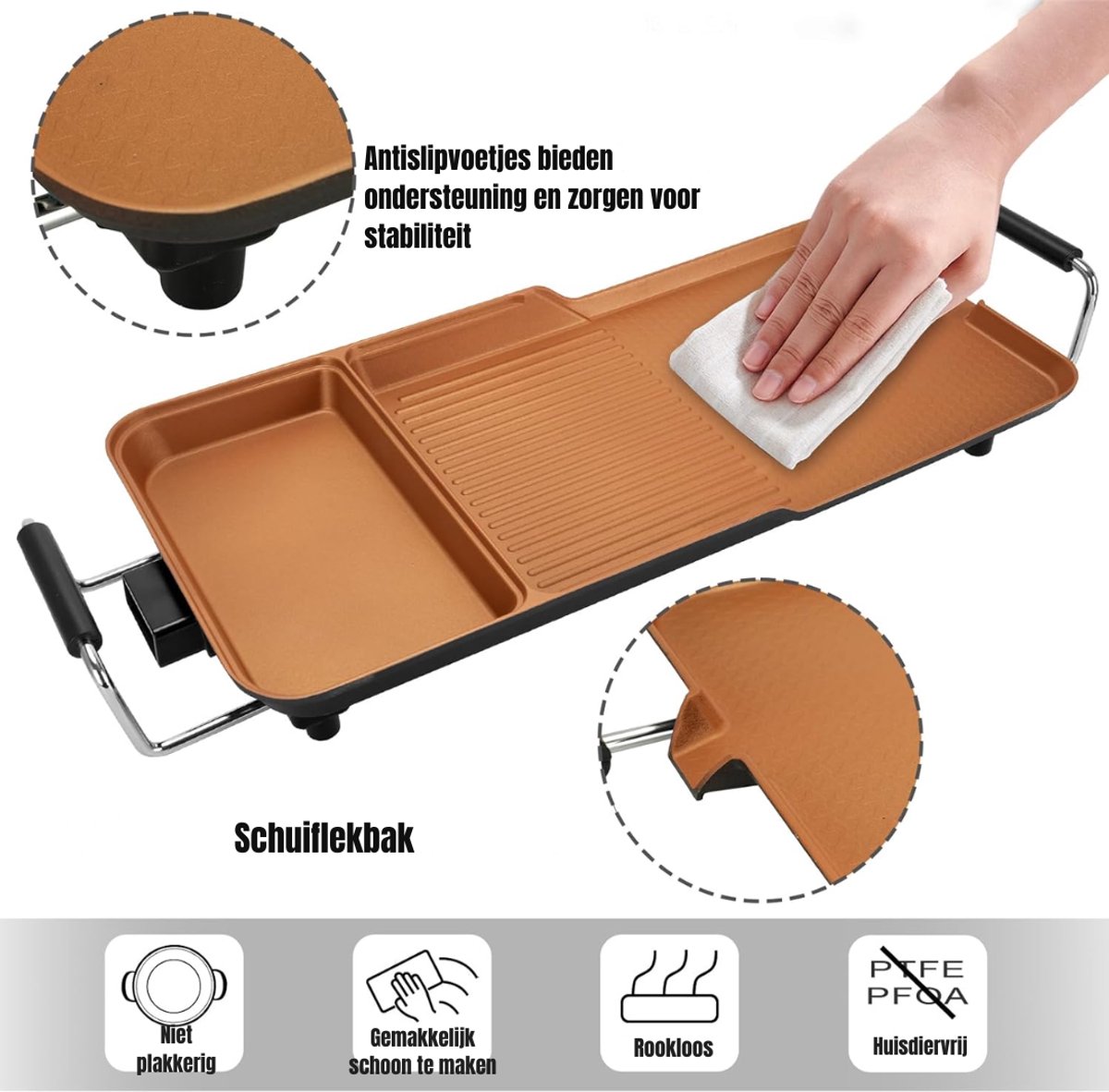 DYNA® Gourmetstel 4 personen - Gourmetstellen - Gourmet - Goud - 71cm x 12cm x 32cm – foto 4
