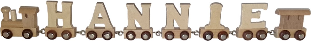Lettertrein naturel met de naam "Hannie"
