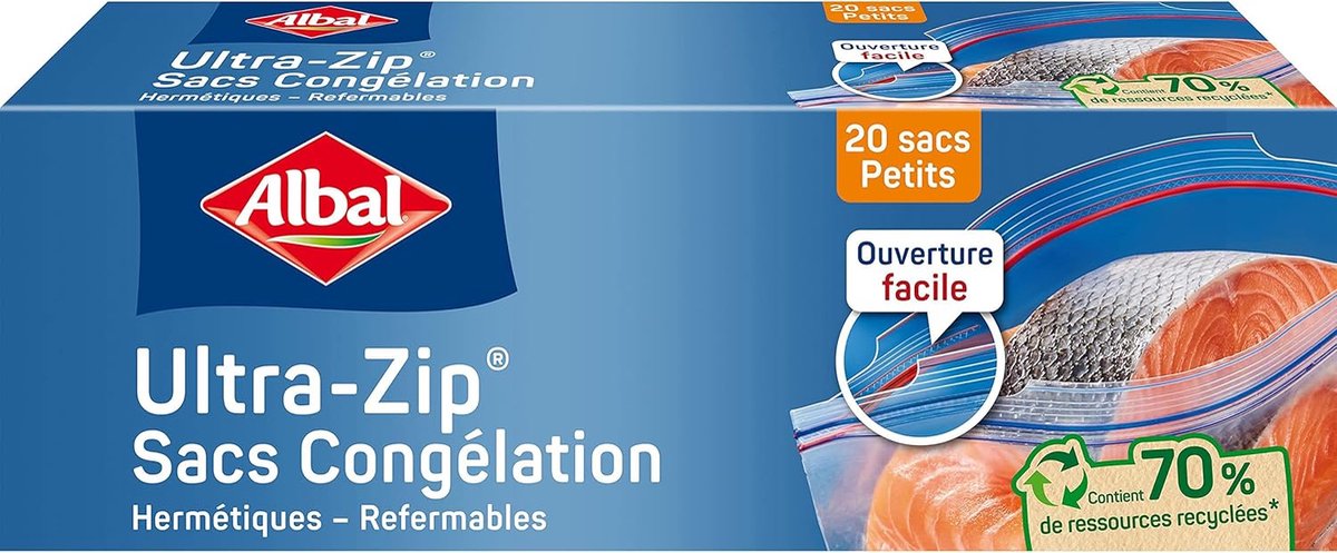20 Diepvrieszakken Ultra Zip - Klein Model 1L - Duurzaam en Gerecycled - Ideaal voor Voedselbewaring