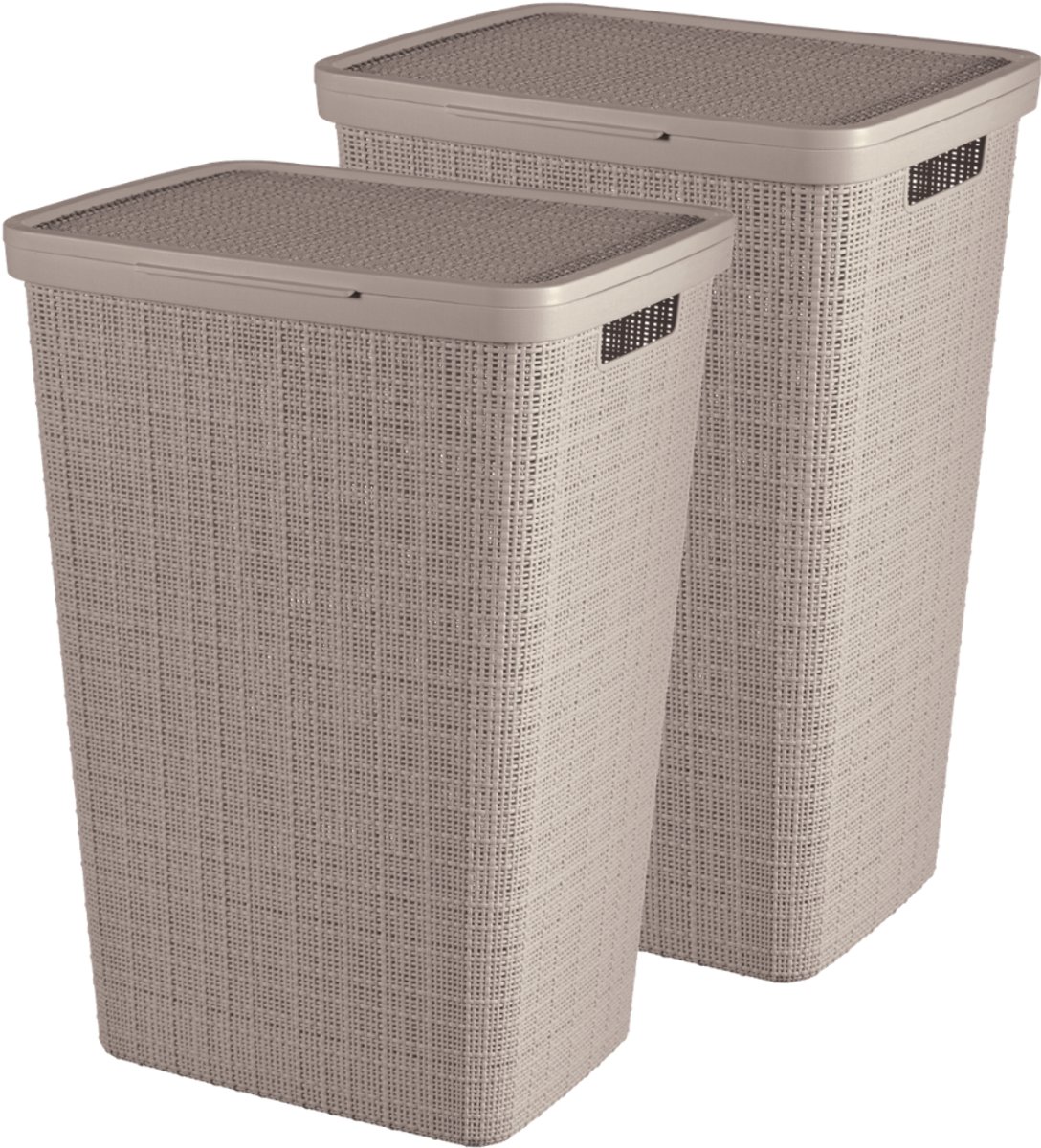 Curver Jute Wasmand met deksel 58L - 2 stuks - Taupe