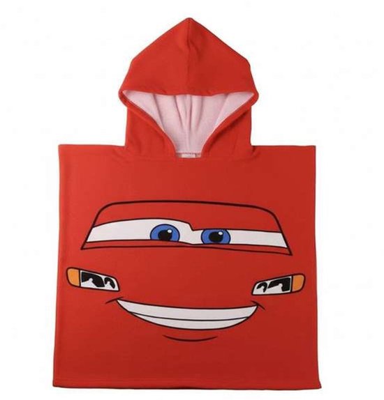 Cars Disney Badponcho - 55 x 110 cm. - Sneldrogend - Lightning McQueen - Handdoek Poncho