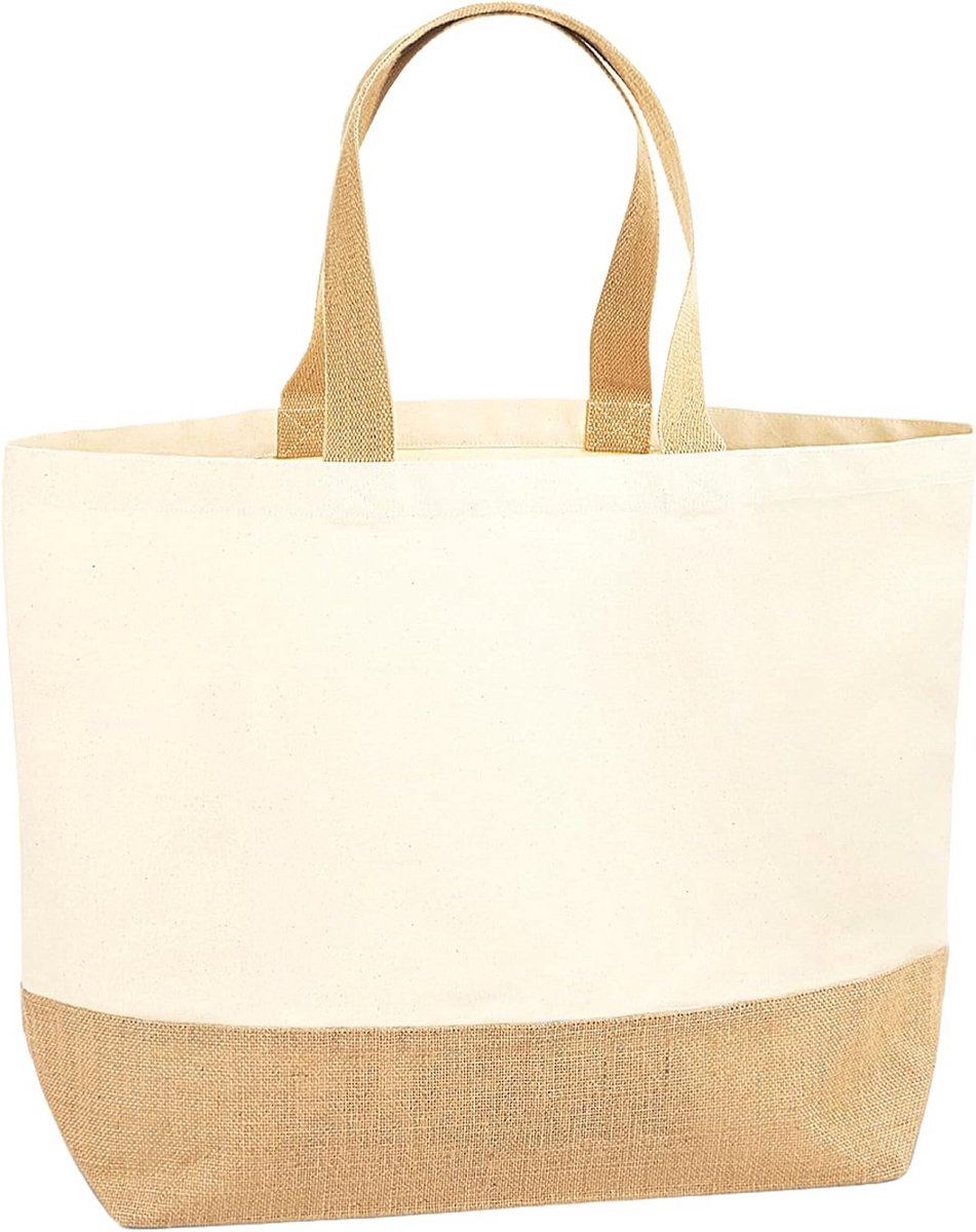 XL Herbruikbare Jute Canvas Tote - Duurzame Boodschappentas