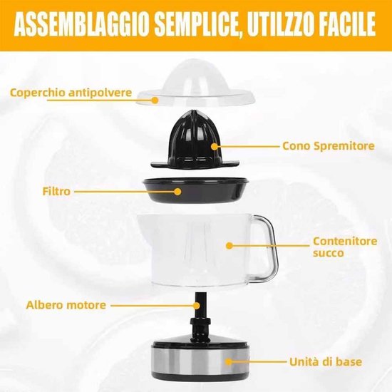 Professionele elektrische sapcentrifuge van roestvrij staal, 700 ml, hoge sapprestaties, dubbele draairichting, ideaal voor sinaasappelen en citrusvruchten，20×17.7cm van Merkloos — afbeelding 2
