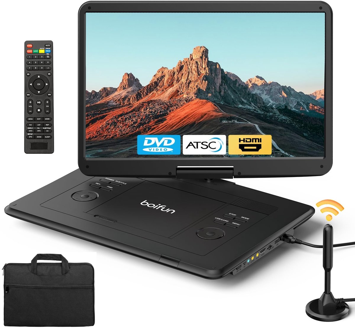 Boifun 17,5" Draagbare DVD Speler Auto - 15,6 Inch Groot HD-Scherm - Incl. Handtassen - USB - Draaibaar Scherm - BFN-162
