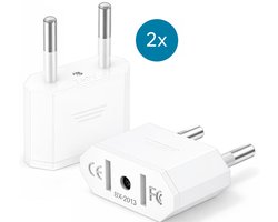 Reisstekker van VS/USA naar EU reisstekker - 2 Stuks - Wit - Wereldstekker - Wereld Adapter