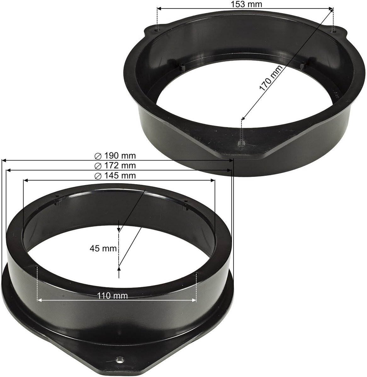 Luidspreker Ringen Adapter voor Audi A3, A4, Q7 - Geschikt voor 165mm DIN Luidsprekers