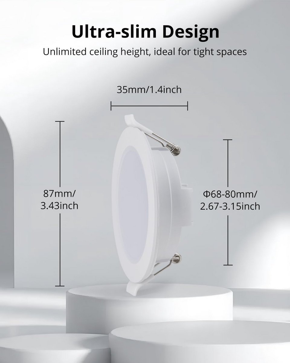 Dimbare LED Inbouwspots 6 x 6W voor Badkamer - Warm Wit 2700K - IP65 - Inbouwdiameter 68-8