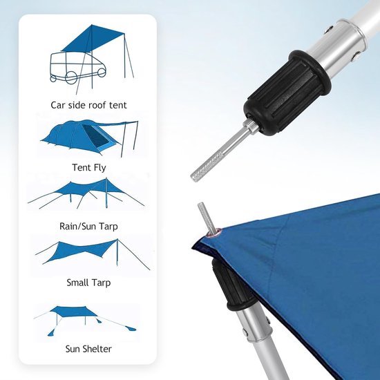 Telescoop Aluminium Tentstokken - Set van 2, Verstelbare Verlengstang voor Camping, Luifel en Zonnezeil van Merkloos	 — afbeelding 3