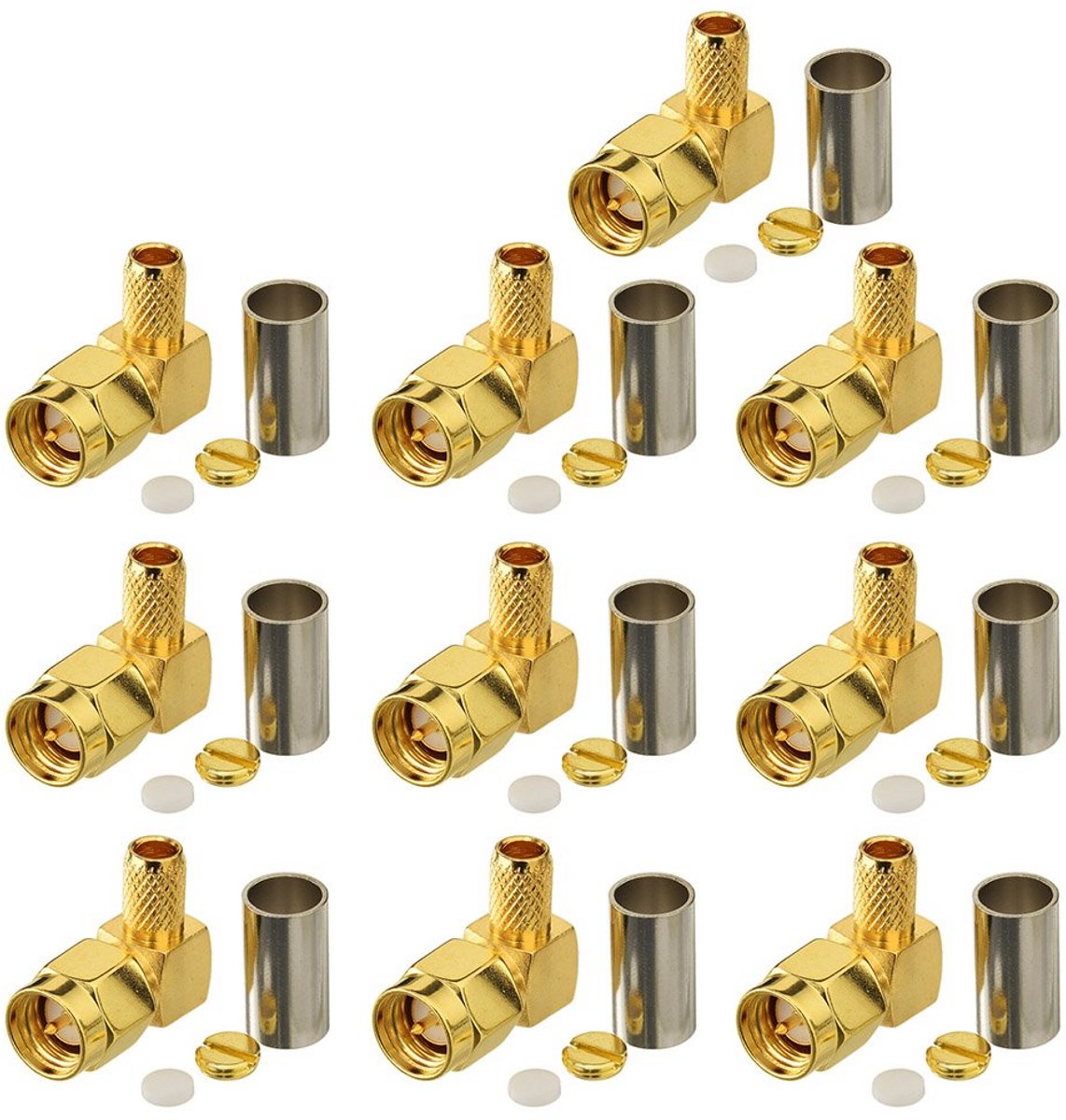 Haakse SMA Connector Male Crimp voor 4G Antenne en Wifi Antenne - 10 Stuks