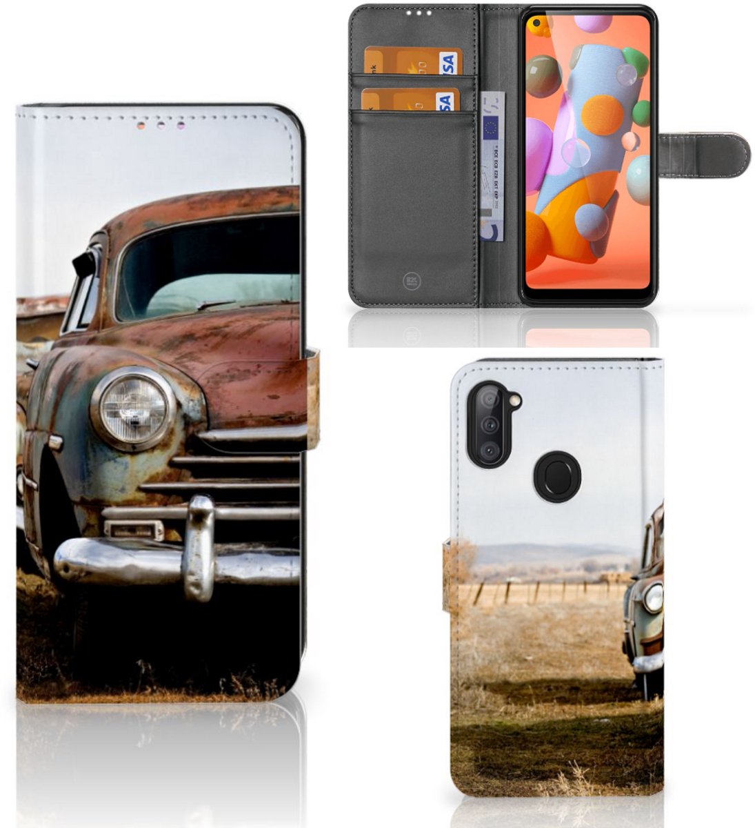 Book Case voor Samsung Galaxy M11 | A11 Telefoonhoesje met foto Vintage Auto