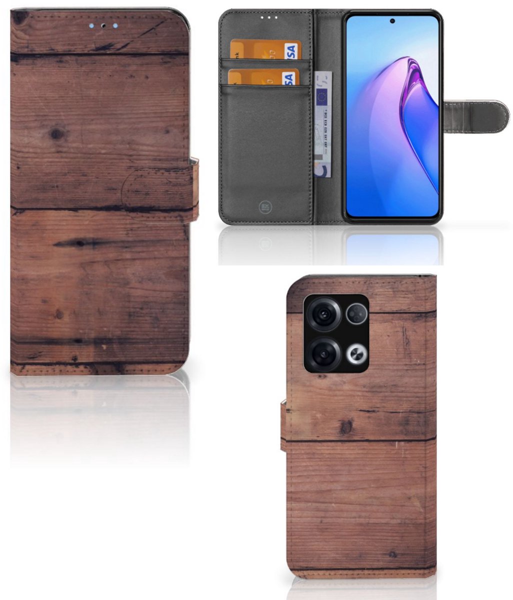 OPPO Reno8 Pro Book Style Case Old Wood