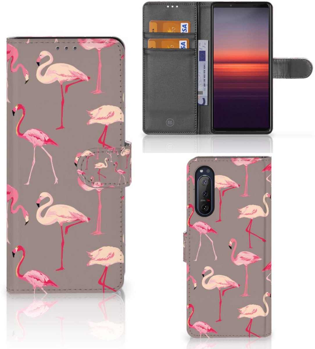 Sony Xperia 5II Telefoonhoesje met Pasjes Flamingo