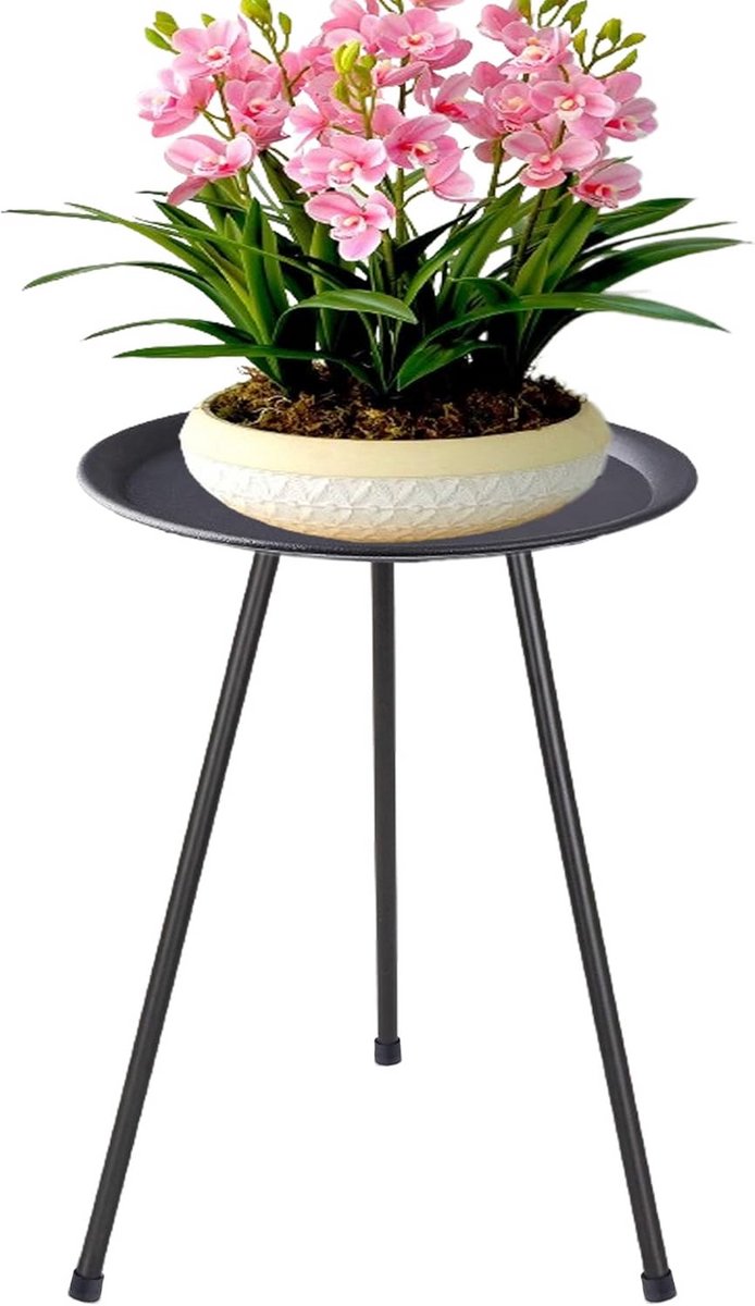 Moderne Plantenstandaard en Bijzettafel van 50 cm voor Binnen en Buiten, Ronde Metalen Tafel voor Multifunctioneel Gebruik
