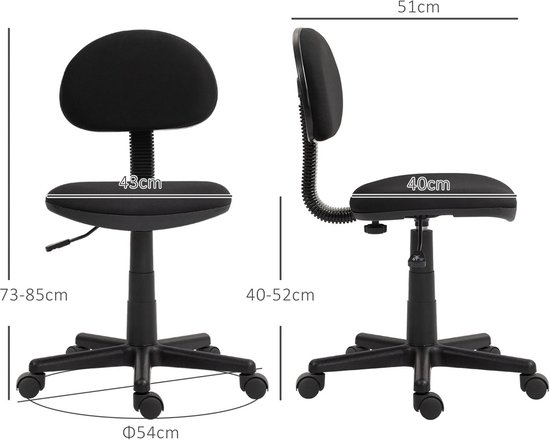 Kleine Ronde Draaibare Bureaustoel Zonder Armleuningen – PU-leder, Hoogte Verstelbaar, 360° Draaibaar, Voor Make-up En Werk