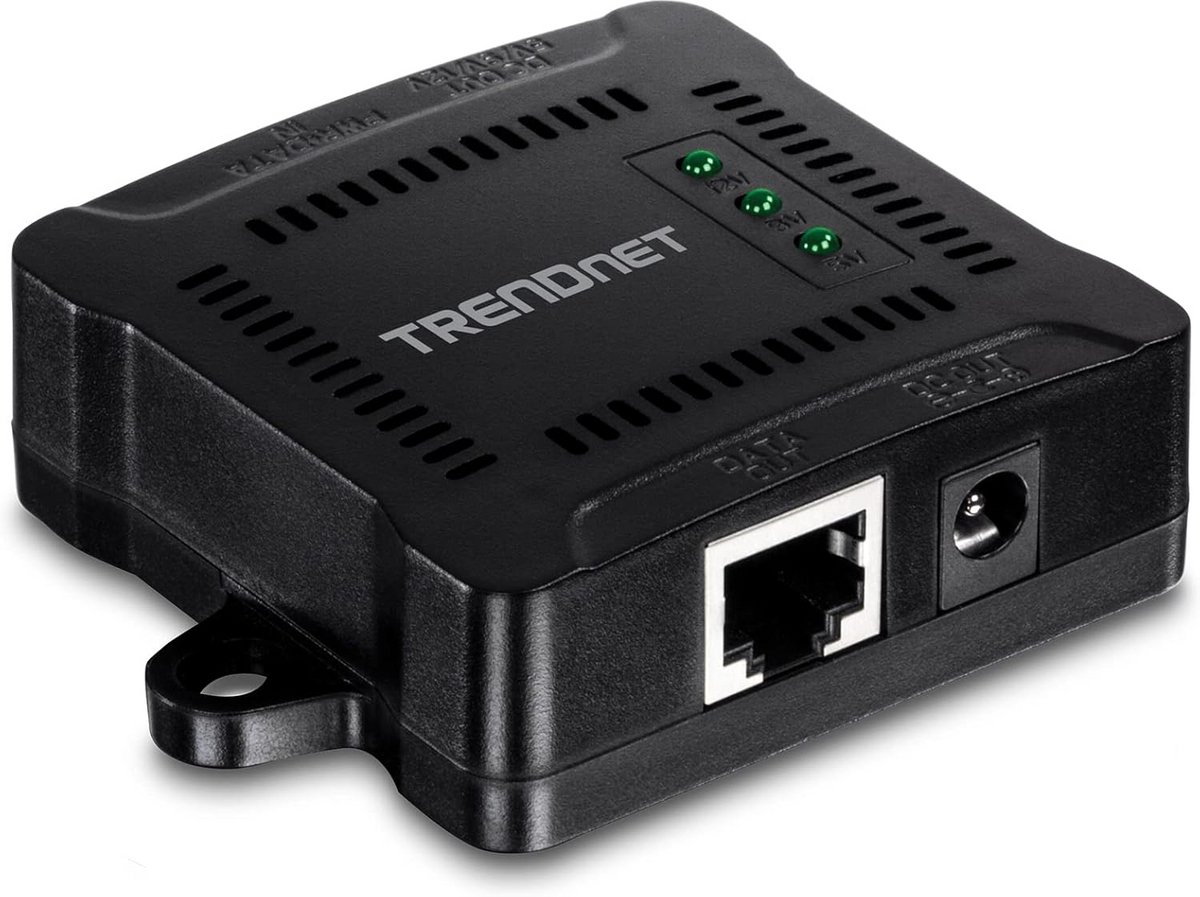 Gigabit PoE-splitter met verstelbaar uitgangsvermogen en wandmontage