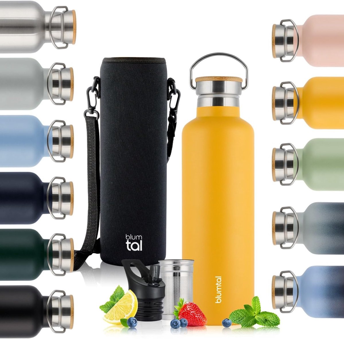Thermosfles 500 ml - Dubbelwandige Drinkfles - BPA-vrij - Theefles - Zomer Groen