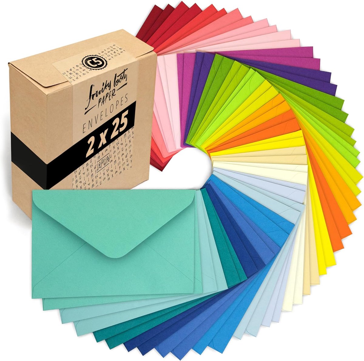 50 gekleurde enveloppen set - DIN C5 - 120 g/m² - zonder venster