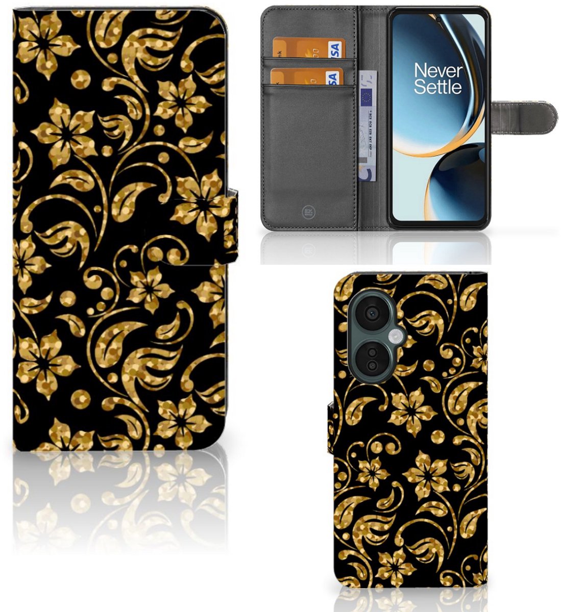 OnePlus Nord CE 3 Lite Hoesje Gouden Bloemen