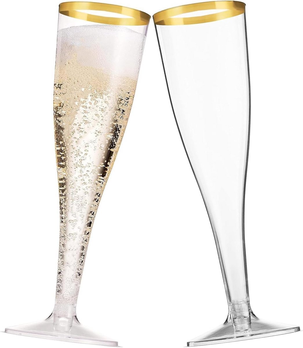 Transparante Herbruikbare Champagneglazen voor Bruiloften - Verpakking van 20 Stuks