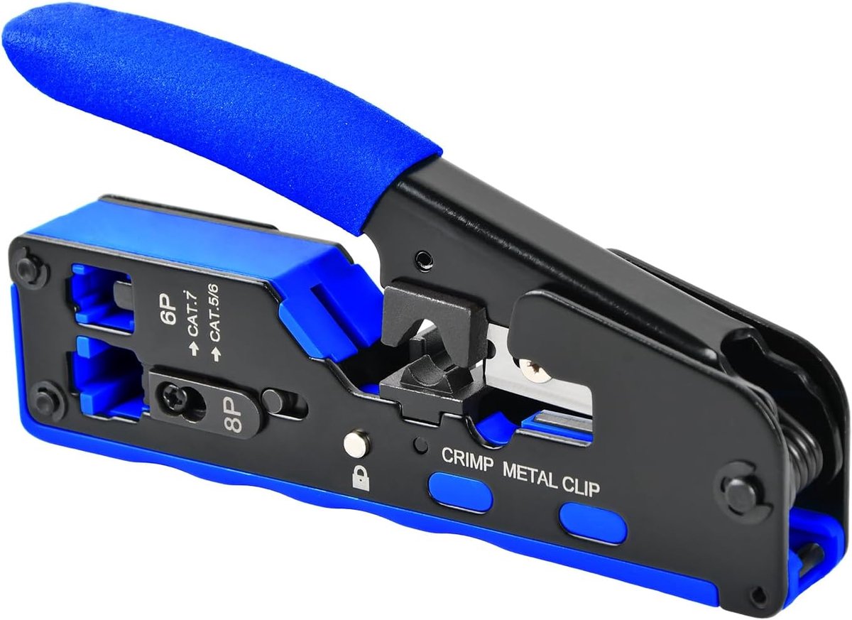 Professionele krimptang voor Cat5/Cat7 - 3-in-1 krimpgereedschap voor snijden, strippen en krimpen