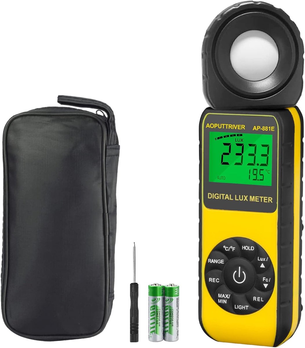 Lichtmeter voor Planten en Verlichting - Precisie Luxmeter tot 300.000 Lux met Display