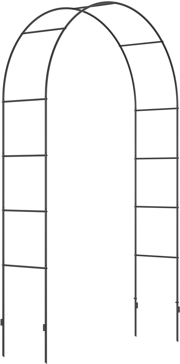 Wishdor - Tuinboog - Met Metalen Frame - Met Grondpennen - Mat Zwart - 140 X 40 X 240 Cm