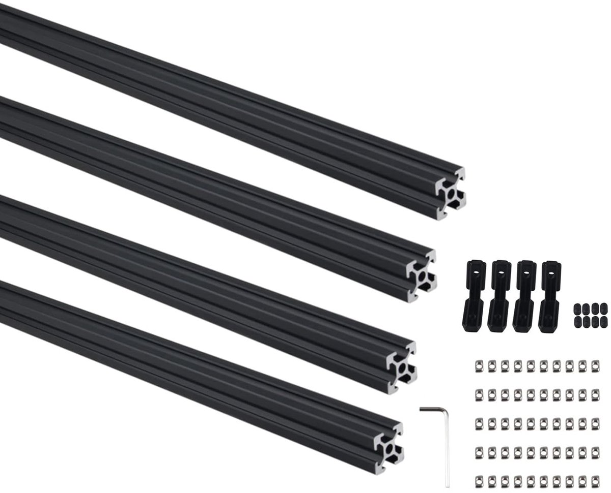 600 mm T-slot Aluminium Profiel - 4 Stuks - Geanodiseerd Zwart voor 3D Printers en CNC Machines