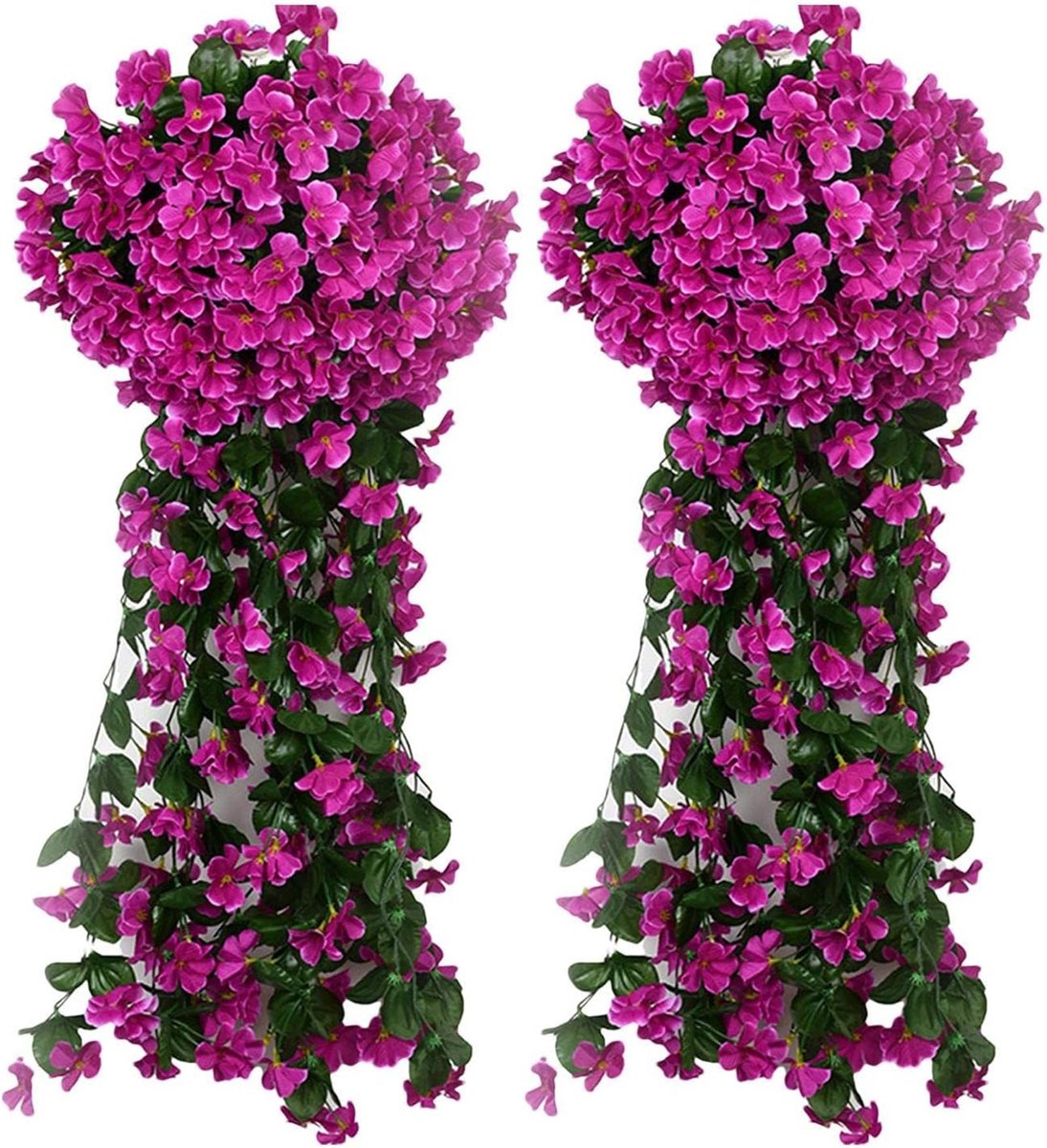 Namajunas - Kunstplant hangend - Kunstbloemen - Kunstplanten voor binnen en buiten - UV-bestendige nepbloemen - Nepplanten voor bruiloft balkon tuin decoratie 90CM - 2 stuks - Fuchsia