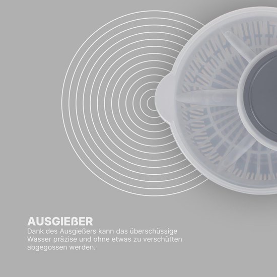 Saladecentrifuge 2,7 liter - BPA-vrij, 3-in-1 ontwerp voor gemakkelijk salades drogen — afbeelding 5
