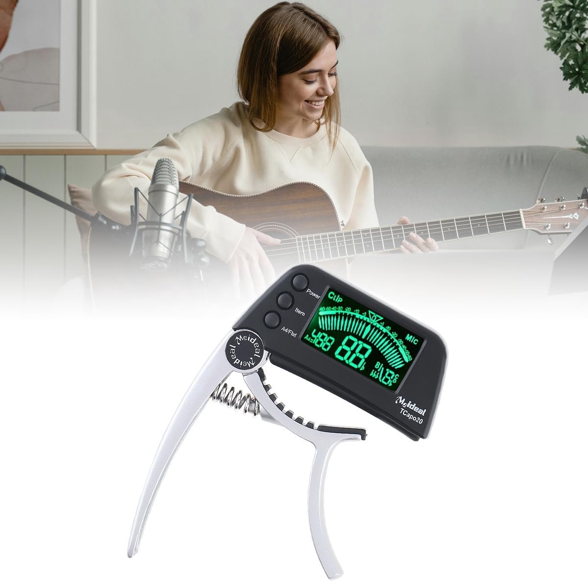 Hoge Gevoeligheidsnauwkeurigheid 2 IN 1 Gitaar Capo Tuner met LED-display