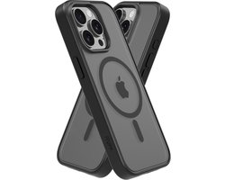 IYUPP Hoesje geschikt voor iPhone 15 Pro Max Hoesje - Geschikt voor MagSafe - Shockproof Back Cover - Mat Zwart Transparant