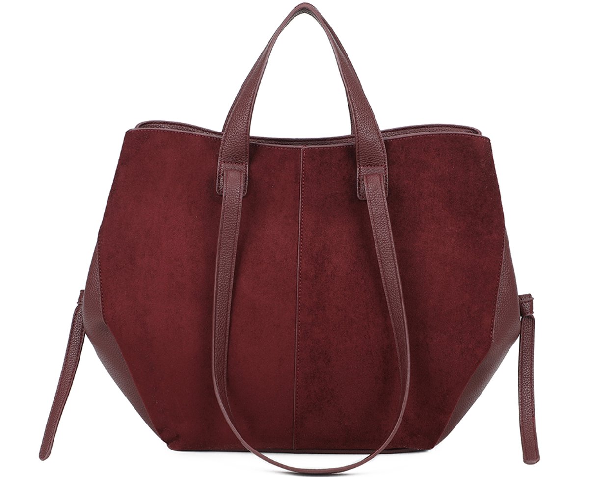 Gallantry® Dames Handtas – Shopper Tas – Grote Schoudertas – Werk Tas met Rits – Ruime Dames Tas -Bordeaux