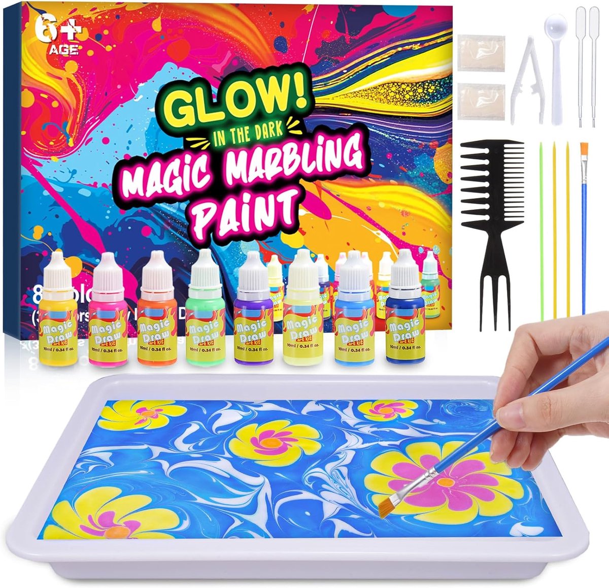 Marbling Paint Knutselset voor Kinderen – Water Marmer Verf Set – Creatief Knutselen vanaf 6 Jaar – Cadeau voor Meisjes en Jongens