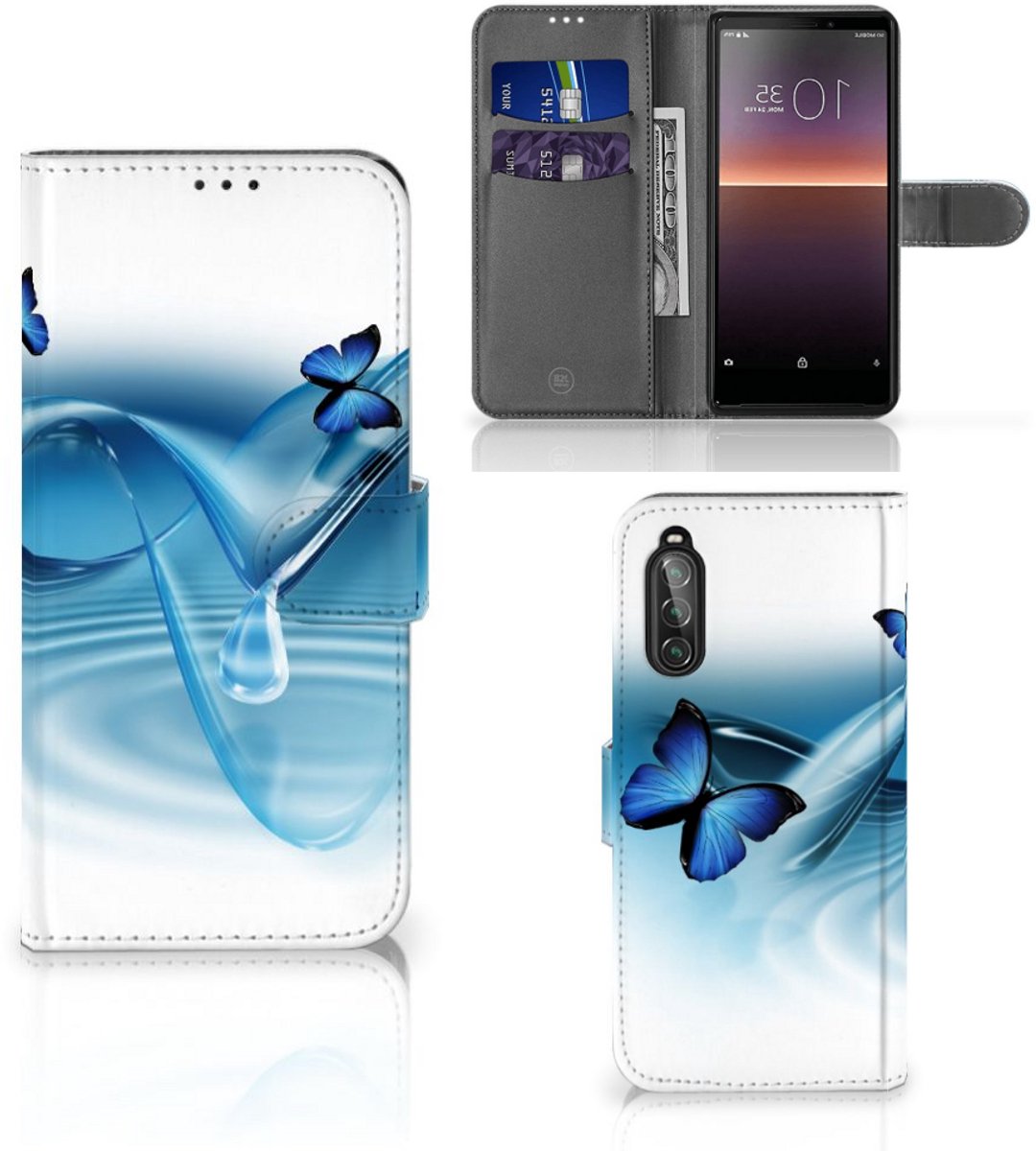 Sony Xperia 10 II Telefoonhoesje met Pasjes Vlinders