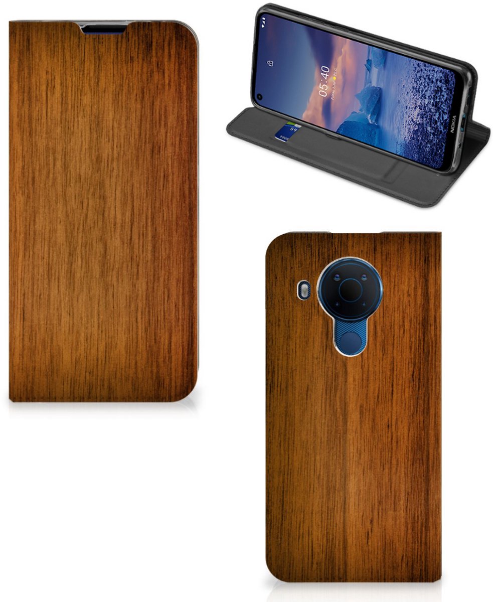 Nokia 5.4 Book Wallet Case Donker Hout