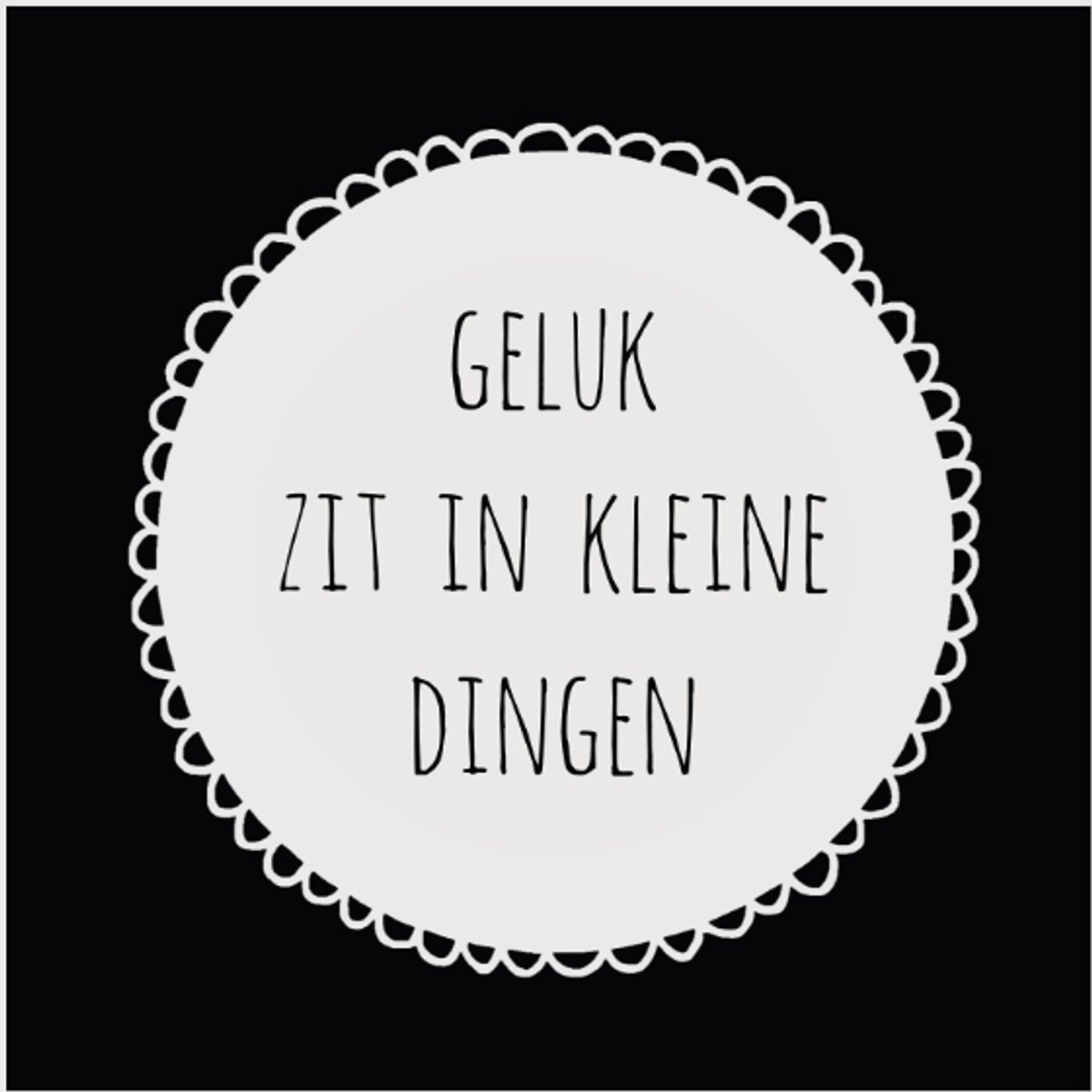 GELUK ZIT IN KLEINE DINGEN | tegeltje van forex | 13 x 13 cm | met haakje