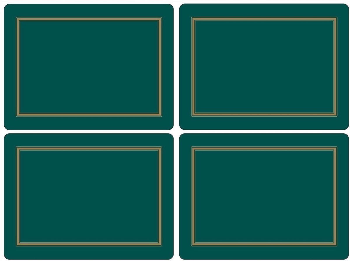 Set van 4 kurken achterkant MDF-placemats 40,1 x 29,8 cm - Klassiek smaragdgroen