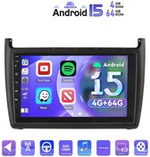 ESSGOO Autoradio met Draadloos Carplay en Android Auto - Geschikt voor Vw Polo 6R 6C 2009-2017 - radio met navigatie - Android 15 - 4+64GB - 2009 2010 2011 2012 2013 2014 2015 2016 2017 - Bluetooth & Wifi USB & FM RDS & 2 DIN
